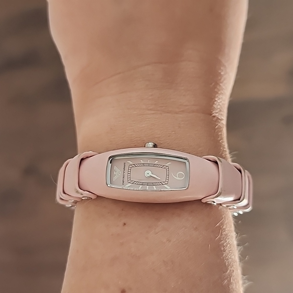 Armani Pink Leather Strap Watch